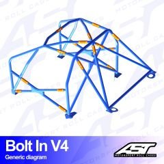 Roll Cage AUDI A4 / S4 (B5) 4-doors Sedan FWD BOLT IN V4