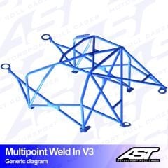 Roll Cage AUDI TT (8N) 3-doors Hatchback FWD MULTIPOINT WELD IN V3