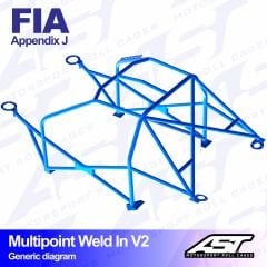 Roll Cage FORD Sierra (MK1/Mk2/Mk3) 3-doors Coupe RWD MULTIPOINT WELD IN V2