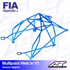 Roll Cage Opel Vectra (A) 4-doors Sedan FWD MULTIPOINT WELD IN V3