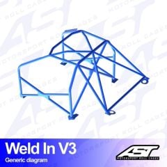 Roll Cage PEUGEOT 207 (Phase 1/2) 3-door Hatchback WELD IN V3