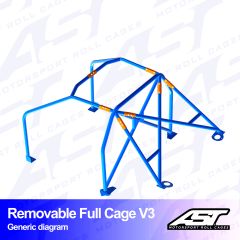 Roll Cage OPEL Calibra 3-doors Coupe FWD REMOVABLE FULL CAGE V3