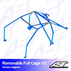 Roll Cage OPEL Calibra 3-doors Coupe 4X4 REMOVABLE FULL CAGE V3