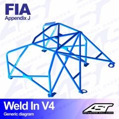 Roll Cage Renault R19 (Phase 1/2) 3-door Coupe WELD IN V4