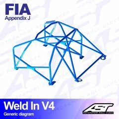 Roll Cage OPEL Calibra 3-doors Coupe 4X4 WELD IN V4