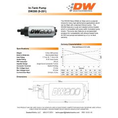 FUEL PUMP DW200 DEATSCHWERKS (255LPH), INFINITI G35 2003-2008, NISSAN 350Z 2003-2008, SUBARU LEGACY GT 2010+ INSTALL KIT 9-1005