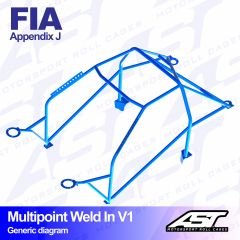 Roll Cage PEUGEOT 309 (Phase 1/2) 3-doors Coupe MULTIPOINT WELD IN V1