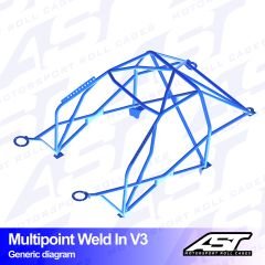 Roll Cage TOYOTA MR-2 (W30) 2-doors Roadster MULTIPOINT WELD IN V3