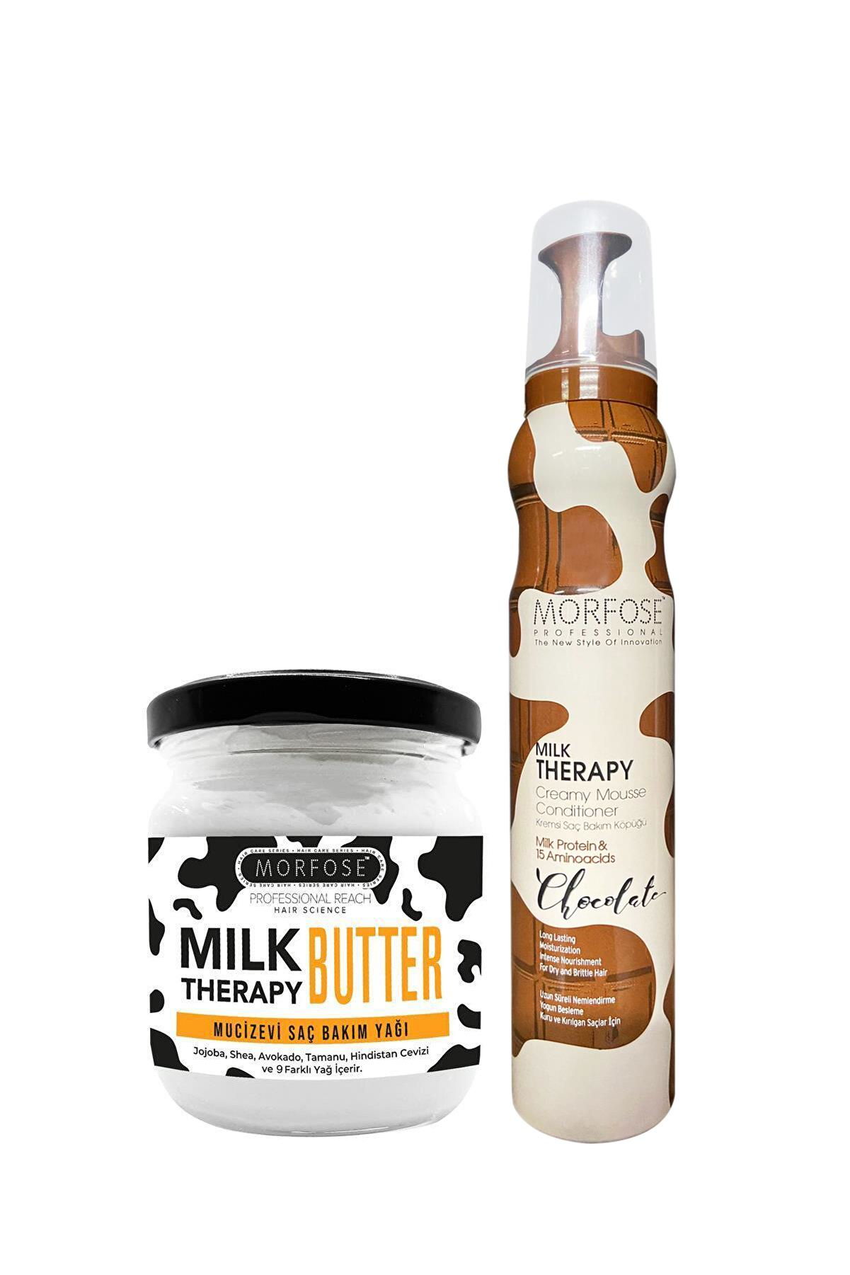 Morfose Milk Therapy Saç Köpüğü Chocolate 200 ml+Milk Therapy Butter Yağ İçeren Mucizevi Saç Bakım Kremi