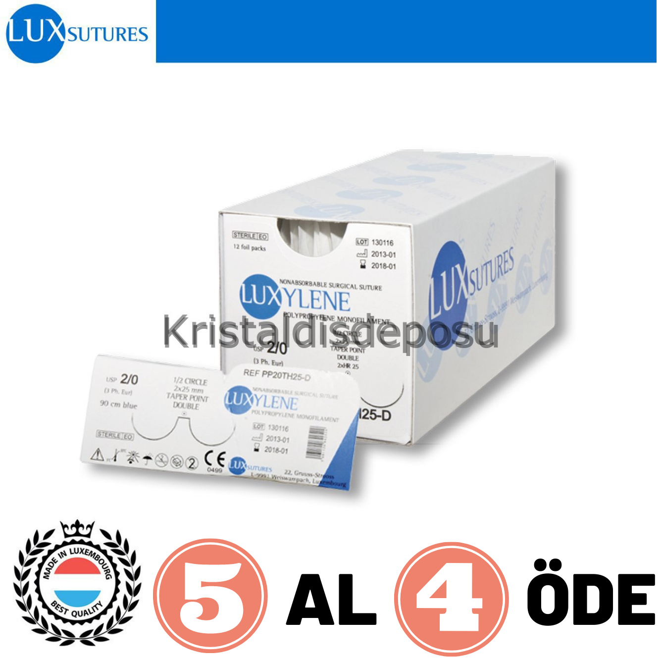 Luxylene Polipropilen Cerrahi Sutur - Ters Keskin İgneli - Non Absorbe 5 Al 4 Öde Kampanyası 3/0 - 16 mm