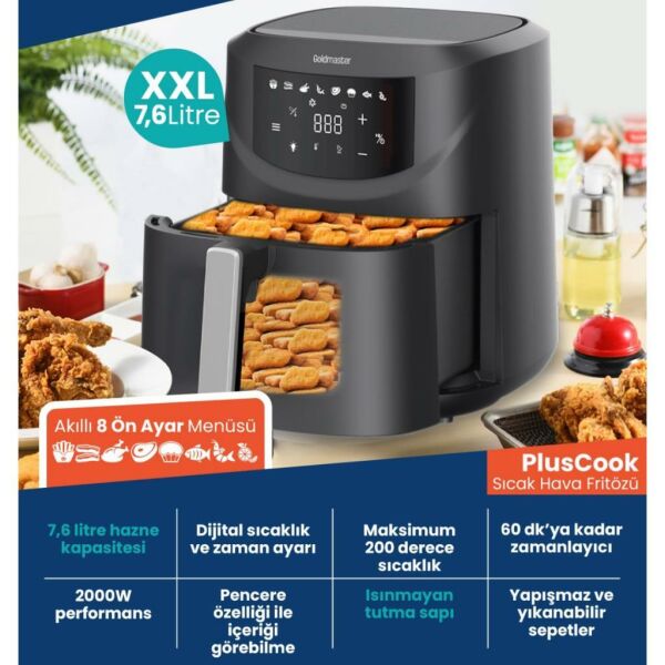 Goldmaster GM 7488 Pluscook 7.6 Litre Airfryer Sıcak Hava Fritözü