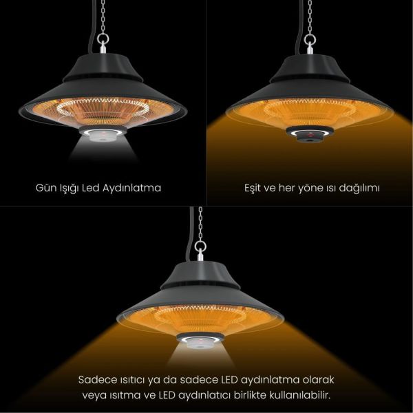 MirKraft Elirg RC 2000W Kumandalı, Led Aydınlatmalı Tavan Tipi Isıtıcı