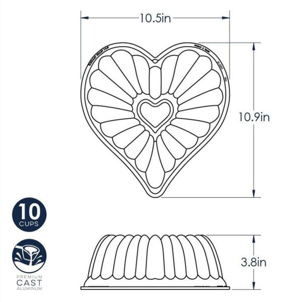 Nordicware 55548 Elegant Kalp Bundt Kek Kalıbı