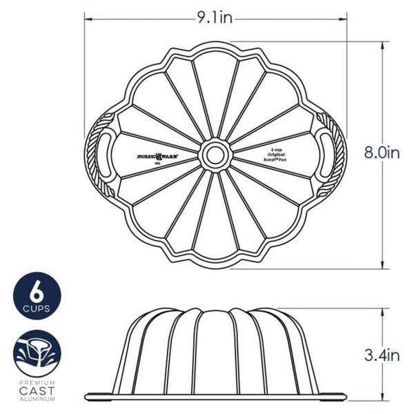 Nordicware 51277 60. Yıl Özel Bundt Kek Kalıbı - 6 Cup