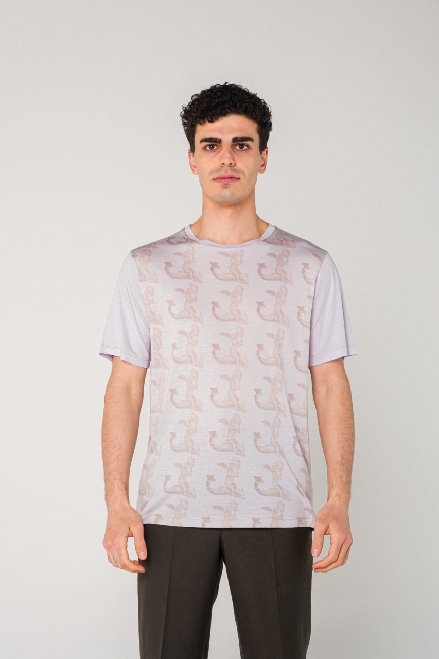 Balıklı Eros Dijital Baskılı Eflatun Erkek T-Shirt