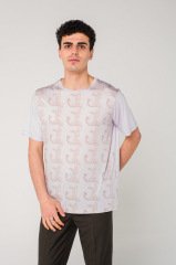 Balıklı Eros Dijital Baskılı Eflatun Erkek T-Shirt