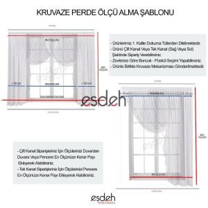 Gri File Tül Perde - Yan Kruvaze/Kruvaze Seçenekli