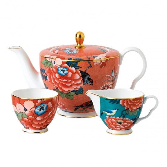 WEDGWOOD PAEONIA BLUSH DEMLİK&ŞEKERLİK&SÜTLÜK SET