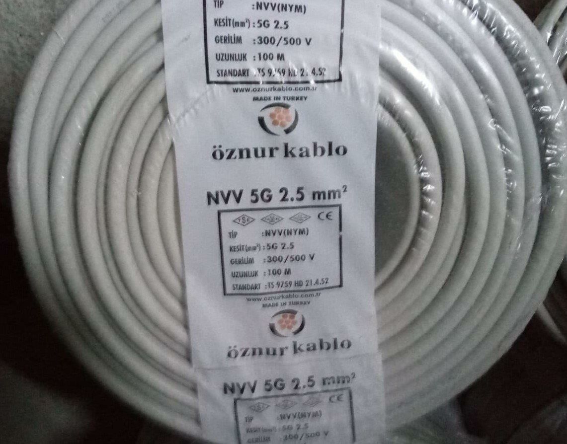 TTR KABLO 5X2,5 BEYAZ ÖZNUR-HES 1 MT FİYATIDIR