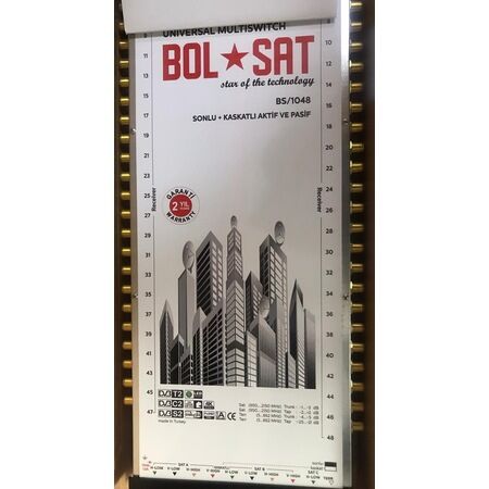 BOLSAT BS-10/48 AKTİF+PASİF SONLU+KASKATLI HYBRID UYDU SANTRALİ ADAPTÖR DAHİL