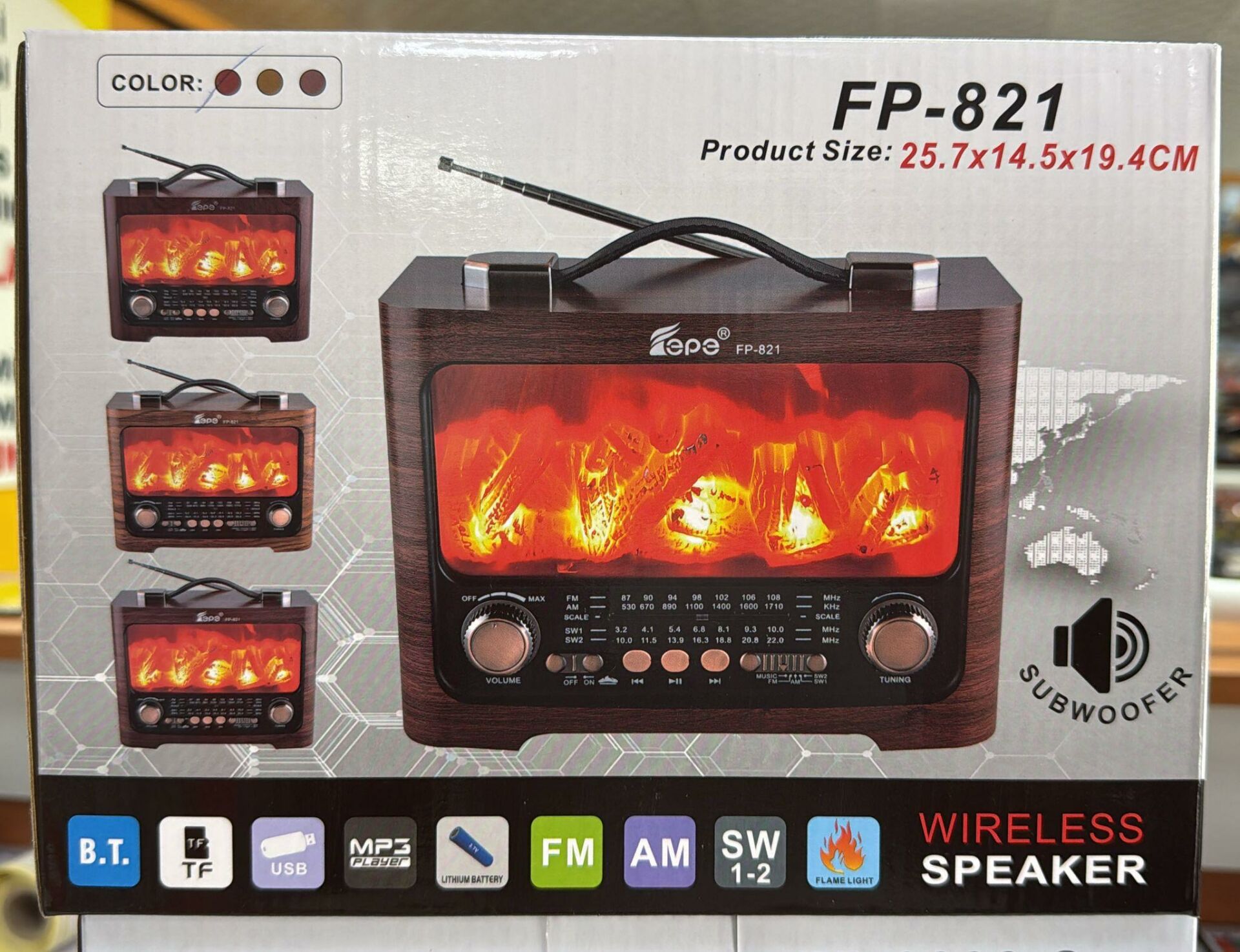 KNSTAR FP-821 ŞÖMİNELİ BLUETOOTH USB NOSTALJİK RADYO