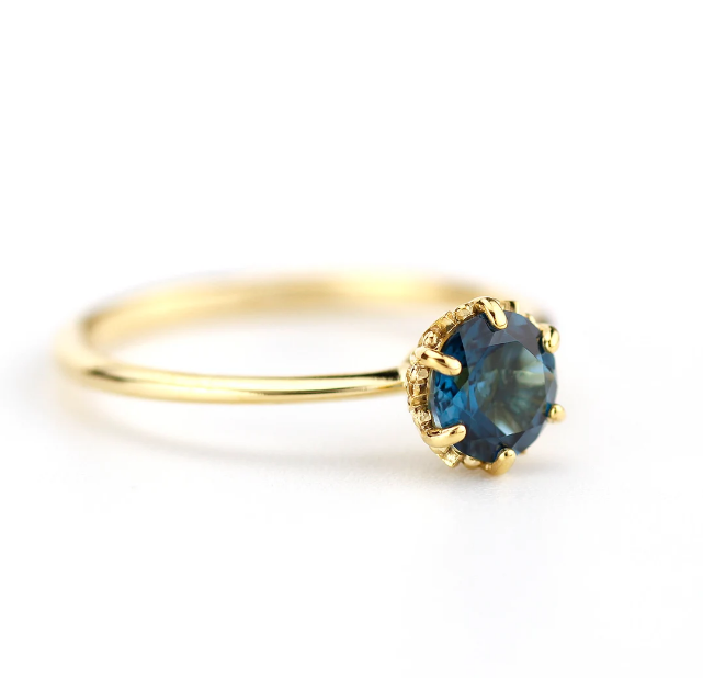 Vintage Yuvarlak Blue Topaz Yüzük