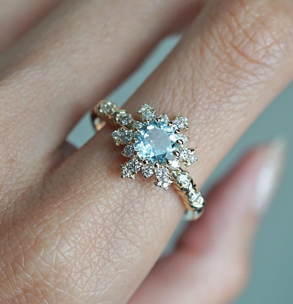 Vintage Aquamarine & Pırlanta Yüzük