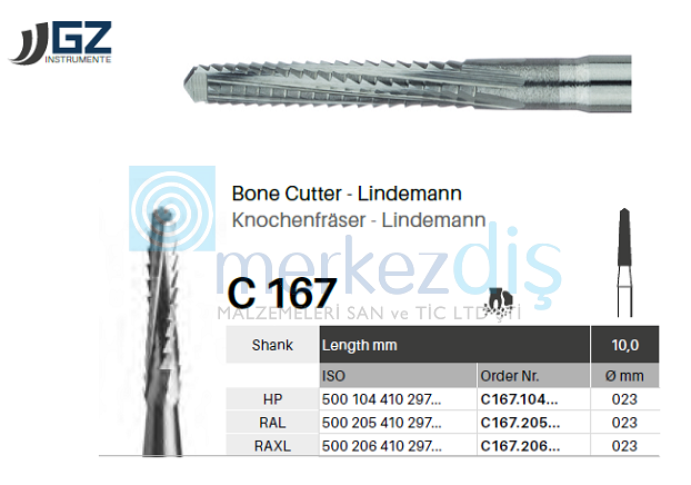 Lindemann Cerrahi Frez C167-104-023 Piyasemen İçin