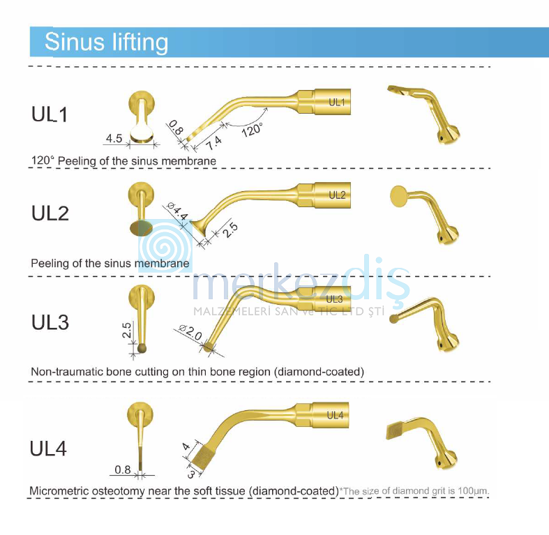 Cerrahi Piezo Kemik Cihazı Sinus Lifting Uç Refill