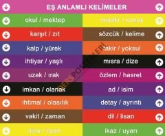 Eş Anlamlı Kelimeler Merdiven Yazısı