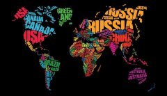 Renkli Yazılarla Dünya Haritası Okul Posteri