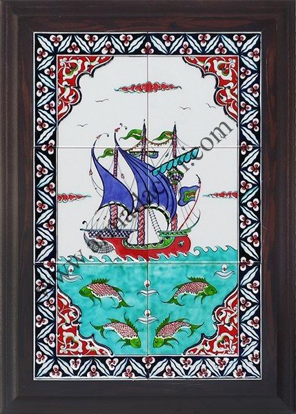 Armada Çini 40x60 Cm ED 500 İznik Kalyon Eldekoru Çini Pano