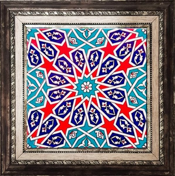 Armada Çini 20x20 Cm Ac 28 Geometrik Desenli İznik Kırmızı Çini Karo