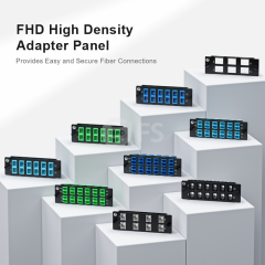 FHD Fiber Adapter Panel, 24 Fibers OS2 Single Mode, 12x LC UPC Duplex (Blue) Adapter, Ceramic Sleeve