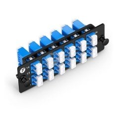 FHD Fiber Adapter Panel, 24 Fibers OS2 Single Mode, 12x LC UPC Duplex (Blue) Adapter, Ceramic Sleeve