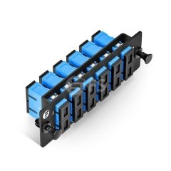 FHD Fiber Adapter Panel, 12 Fibers OS2 Single Mode, 6x SC UPC Duplex (Blue) Adapter, Ceramic Sleeve