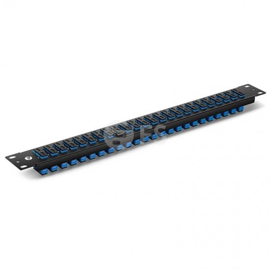 FHU 1U 19'' Fiber Adapter Panel, 48 Fibers OS2 Single Mode, 24x SC UPC Duplex (Blue) Adapter, Ceramic Sleeve