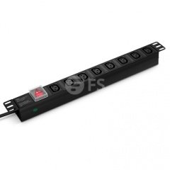 Single-Phase 15A/250V Basic PDU, 8 IEC320 C13 Outlets, CEE7 Plug, 6.6ft Cord, 1U Rack-Mount