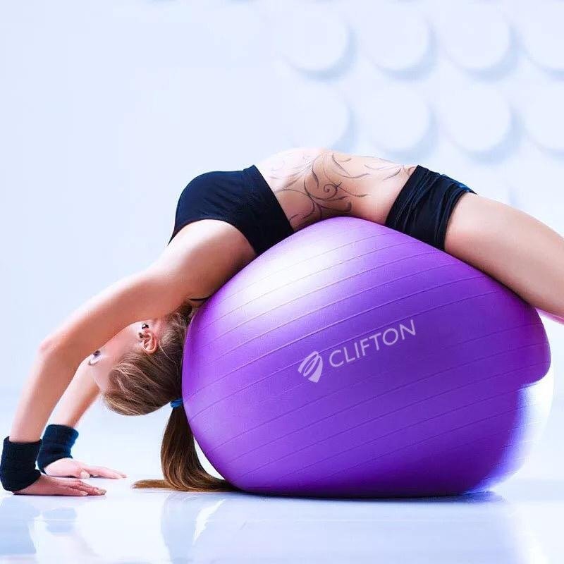 Clifton Pilates Topu Büyük Boy 65 Cm Mor+ Pompa Hediyeli