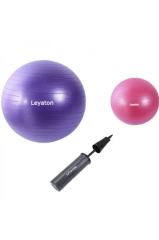 Leyaton 65 cm Pilates Topu 25 cm Mini Denge Topu Ve Pompası Seti