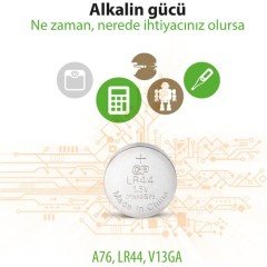 GP 10'lu A76 1.5V Alkalin Düğme Pil LR44-AG13 (GPA76F-2C10)