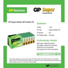 GP Super Alkalin 40'lı AA Boy Kalem Pil (GP15A-2VS40)