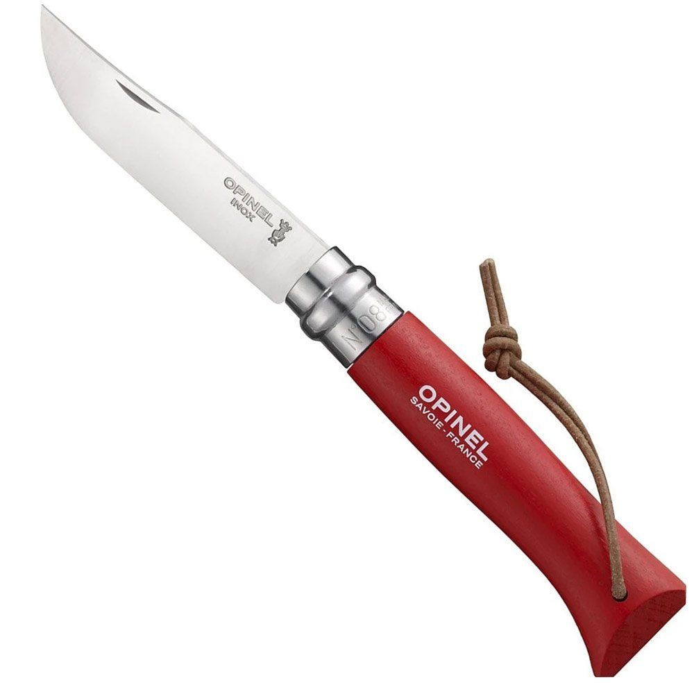 Opinel Inox 8 No Deri Kılıflı Paslanmaz Çakı (Kırmızı) OP-001890