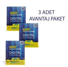 BORY 128GB SATA3 R500-C128G SSD 3'LÜ AVANTAJ PAKET 550/510 MBS (3 YIL GARANTİLİ)