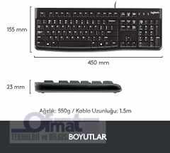 LOGITECH K120 KABLOLU KLAVYE 920-002505