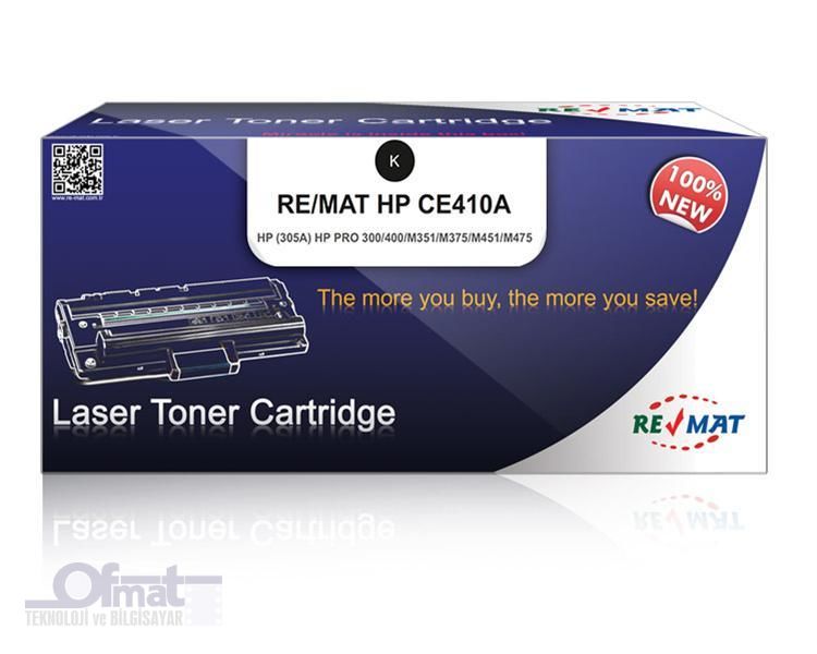 REMAT HP CE410A (305A) - 2200 SYF SİYAH MUADİL TONER %100 YENİ