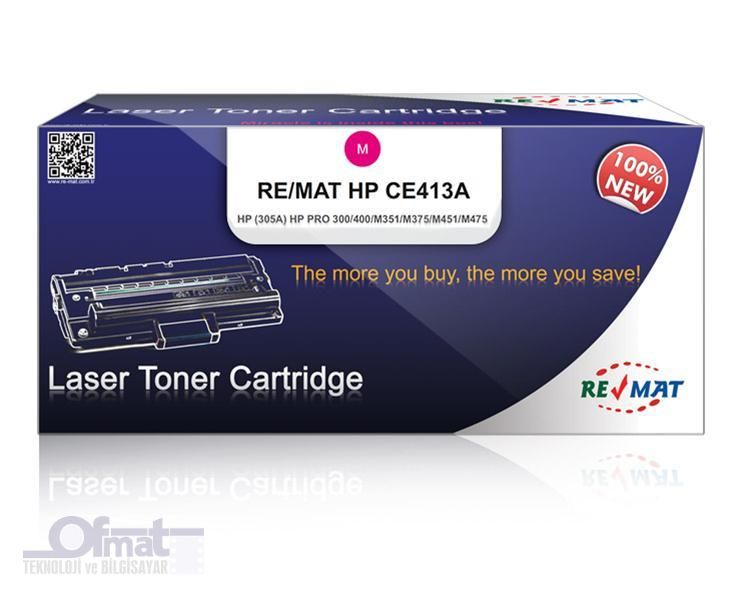 REMAT HP CE413A (305A) - 2600 SYF KIRMIZI MUADİL TONER %100 YENİ