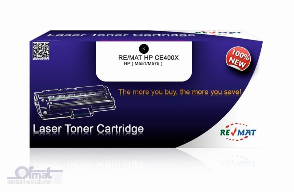 REMAT HP CE400X (507X) - 11000 SYF SİYAH MUADİL TONER %100 YENİ