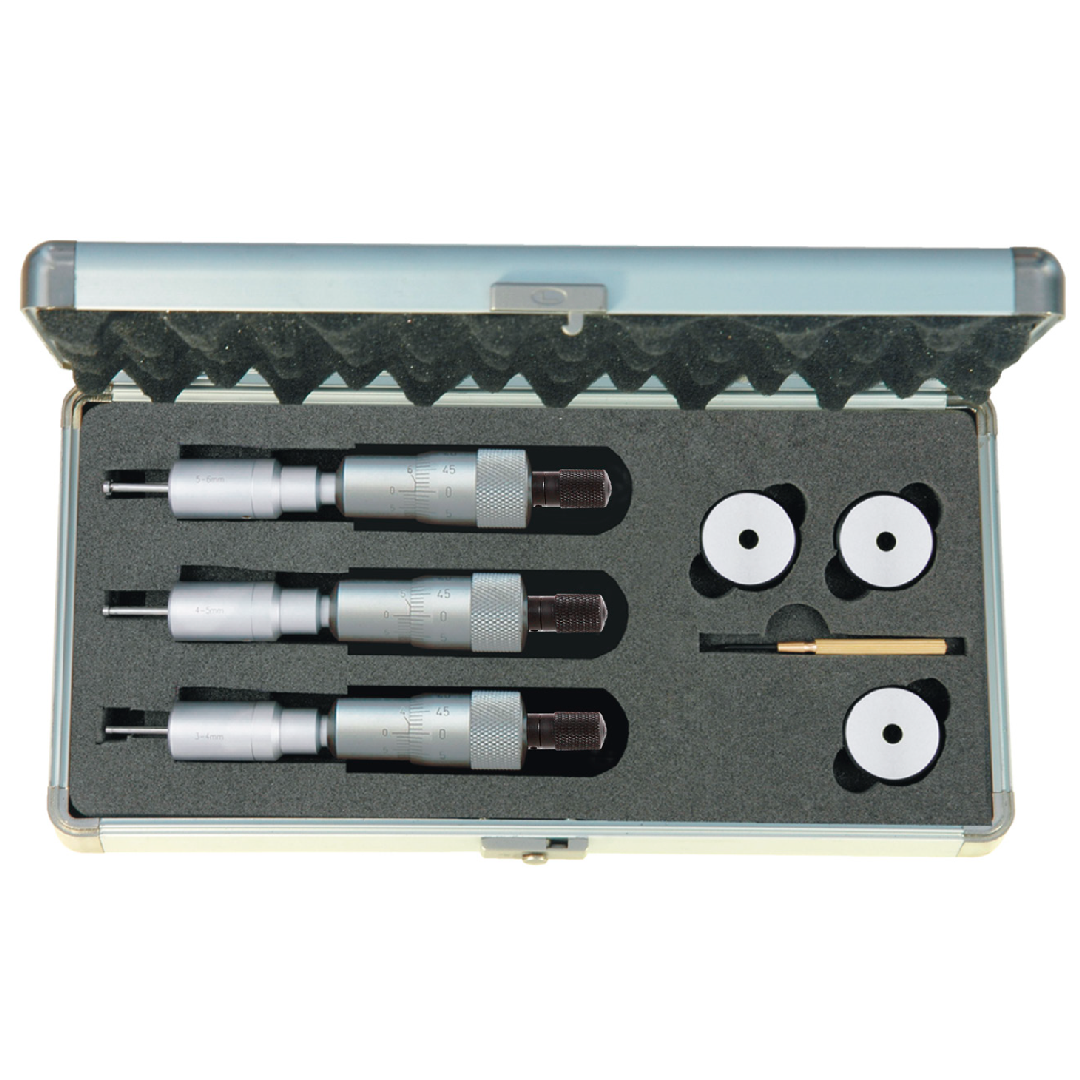 Asimeto İki ve Üç Nokta Temaslı Dijital İç Çap Mikrometre Seti 3-6x0.01 mm