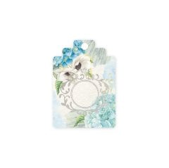 Mavi Çiçekli Gümüş Karton Etiket